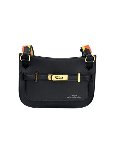 Hermes Mini Jypsiere Black Evercolor Leather Messenger Crossbody Bag 23x17x5CM 523250