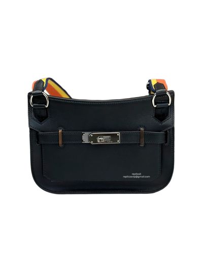 Hermes Mini Jypsiere Black Evercolor Leather Messenger Crossbody Bag 23x17x5CM 523249