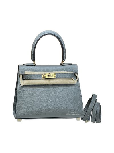 Hermes Mini Kelly 20CM Top Handle Bag Gray Sellier Gris Asphalte Epsom 523147