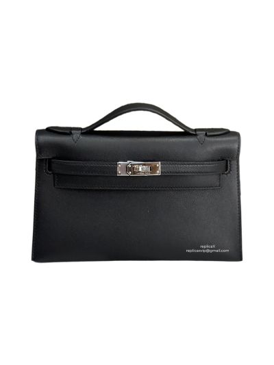 Hermes Mini Kelly 22 Black Swift Calf Leather Bag 22x12x7CM 523270