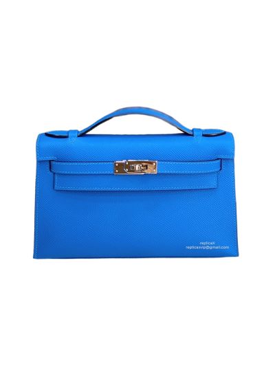 Hermes Mini Kelly 22 Blue Epsom Calf Leather Bag 22x12x7CM 523271