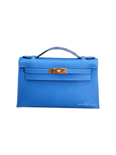 Hermes Mini Kelly 22 Blue Epsom Leather Bag 22x12x7CM 523269