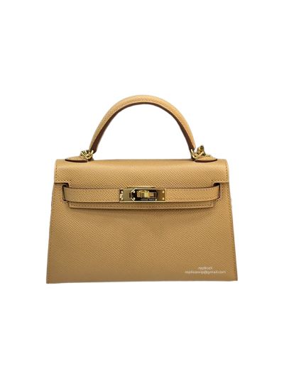 Hermes Mini Kelly Brown Epsom Calf Leather Top Handle Shoulder Bag 19x12x5CM 523298