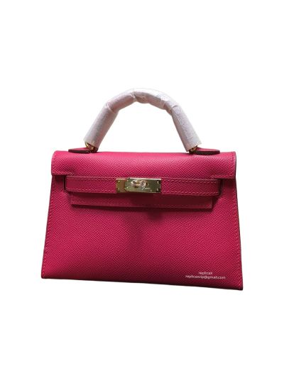Hermes Mini Kelly Fuchsia Epsom Leather Top Handle Bag 19x13x5CM 523174