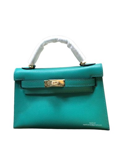 Hermes Mini Kelly Green Epsom Leather Top Handle Bag 19x13x5CM 523179