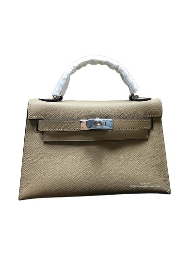 Hermes Mini Kelly Light Green Epsom Calf Leather Top Handle Shoulder Bag 19x12x5CM 523183