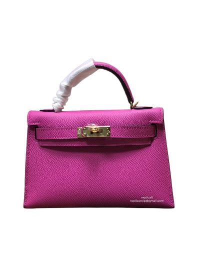 Hermes Mini Kelly Light Puprle Epsom Leather Top Handle Bag 19x13x5CM 523192