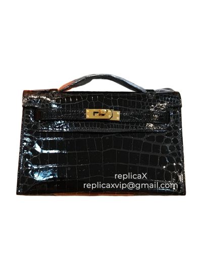 Hermes Mini Kelly Original Crocodile Leather Top Handle Bag 22CM 521662