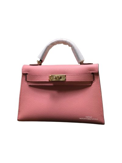 Hermes Mini Kelly Pink Epsom Leather Top Handle Bag 19x13x5CM 523229