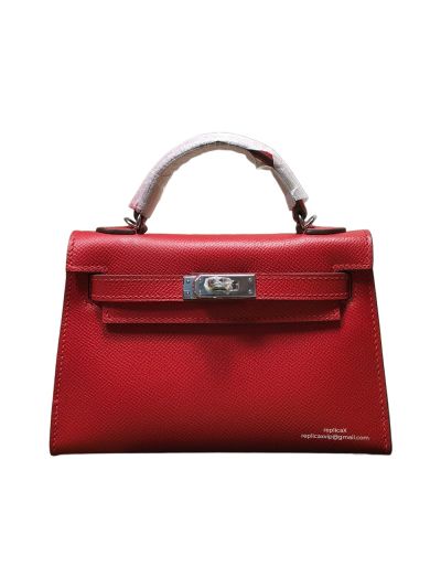 Hermes Mini Kelly Red Epsom Leather Top Handle Bag 19x13x5CM 523232