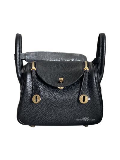 Hermes Mini Kelly Togo Leather Bag Black 19CM 523127