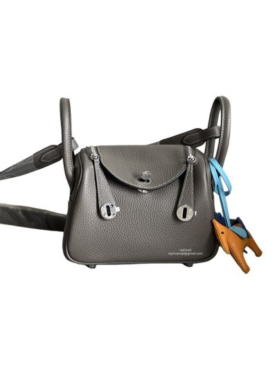 Hermes Mini Kelly Togo Leather Bag Gray 19CM 523126