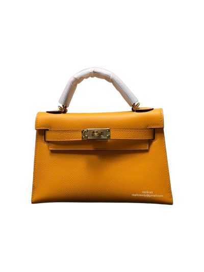 Hermes Mini Kelly Yellow Epsom Leather Top Handle Bag 19x13x5CM 523143