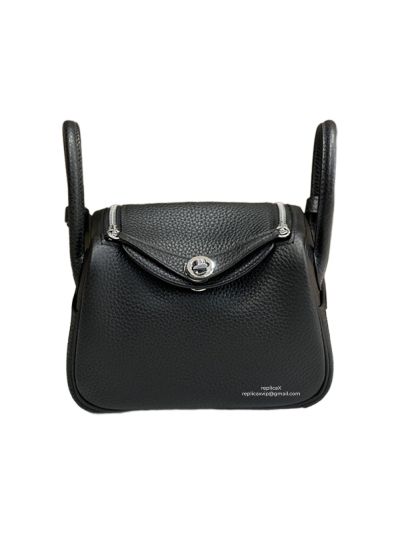 Hermes Mini Lindy Black Leather Crossbody Bag 19x12x9CM 523162
