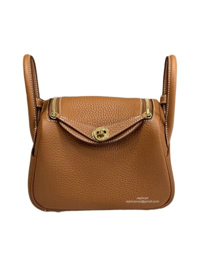 Hermes Mini Lindy Brown Grained Leather Crossbody Bag 19x12x9CM 523161