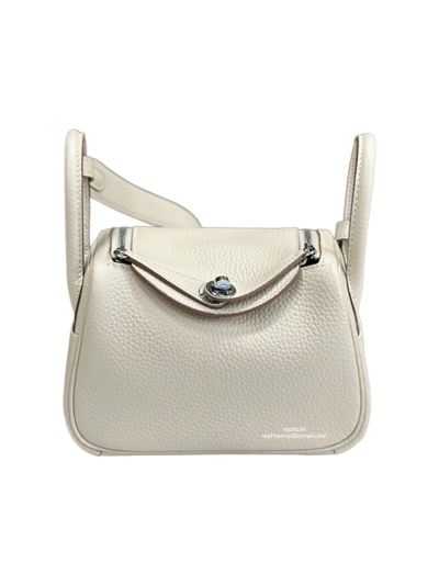 Hermes Mini Lindy Off White Grained Leather Crossbody Bag 19x12x9CM 523169