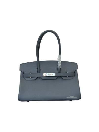 Hermes Mini Shoulder Birkin 29 Navy Blue Evercolor Leather Tote Bag 29CM 523386