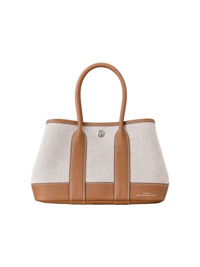 Hermes Neo Garden Party 23 Beige Denim Toile and Brown Leather Bag 23x16x10CM 525210