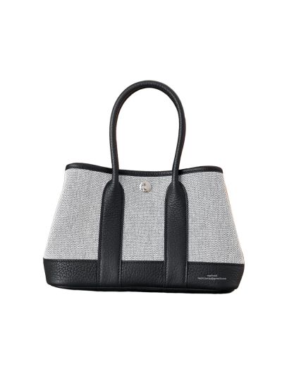 Hermes Neo Garden Party 23 Denim Canvas Toile and Black Leather Bag 23x16x10CM 525209