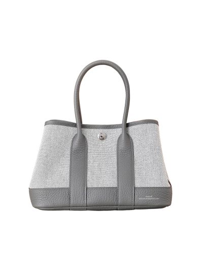 Hermes Neo Garden Party 23 Denim Canvas Toile and Gray Leather Bag 23x16x10CM 525208