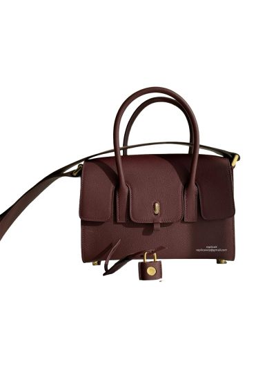 Hermes New Drag 22 Top Handle Shoulder Crossbody Leather Bag Burgund 524976