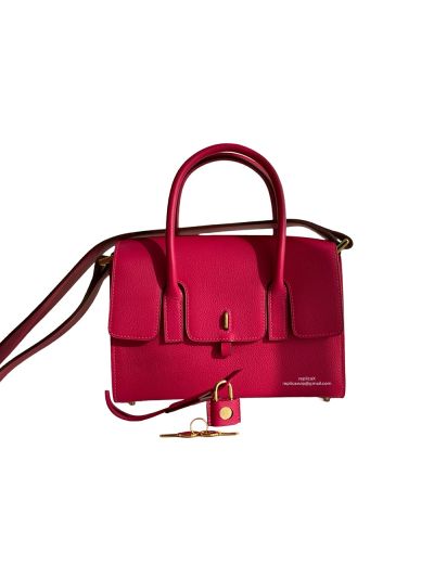 Hermes New Drag 22 Top Handle Shoulder Crossbody Leather Bag Red 524981