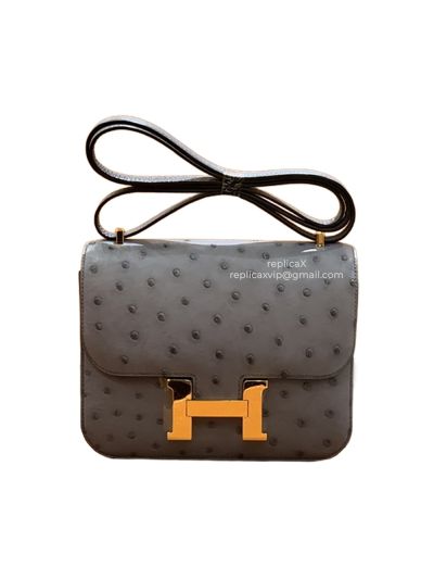Hermes Ostrich Leather Constance Crossbody Bag 18CM 521945