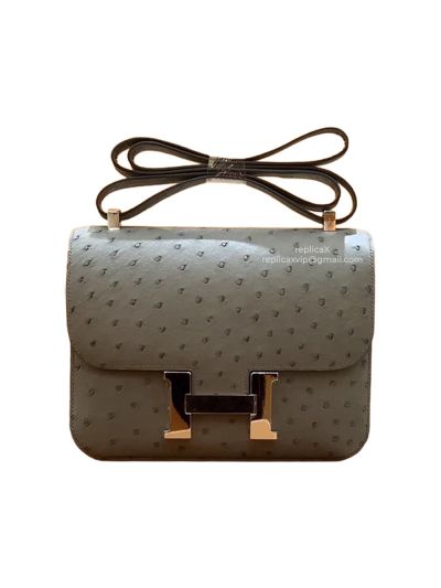 Hermes Ostrich Leather Constance Crossbody Bag 18CM 522066
