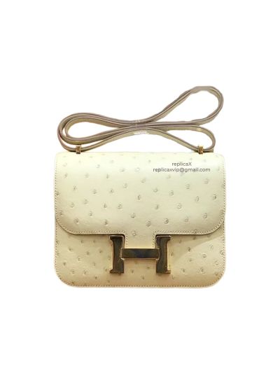 Hermes Ostrich Leather Constance Crossbody Bag 18CM 522067