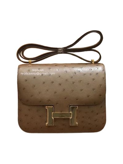 Hermes Ostrich Leather Constance Crossbody Bag 18CM 522069