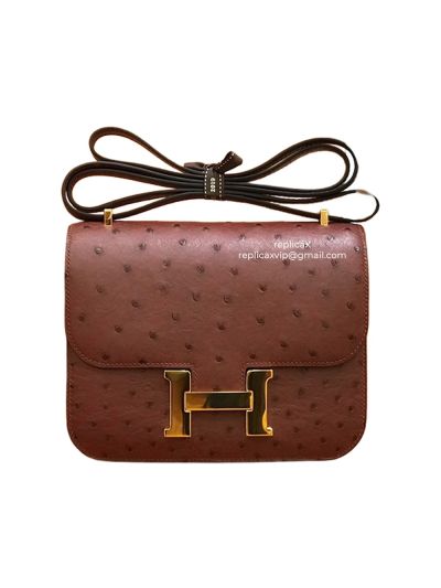 Hermes Ostrich Leather Constance Crossbody Bag 18CM 522070