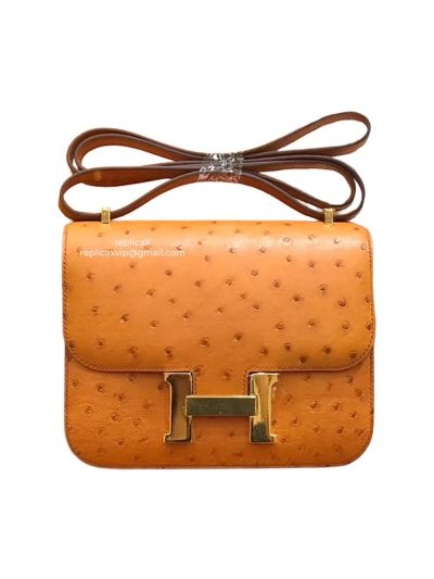 Hermes Ostrich Leather Constance Crossbody Bag 18CM 522071