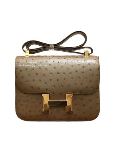 Hermes Ostrich Leather Constance Crossbody Bag 18CM 522064