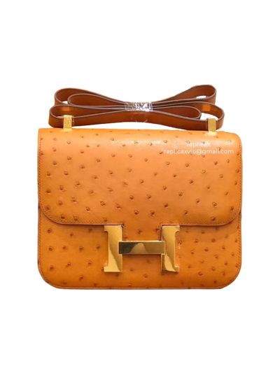 Hermes Ostrich Leather Constance Crossbody Bag 18CM 522065