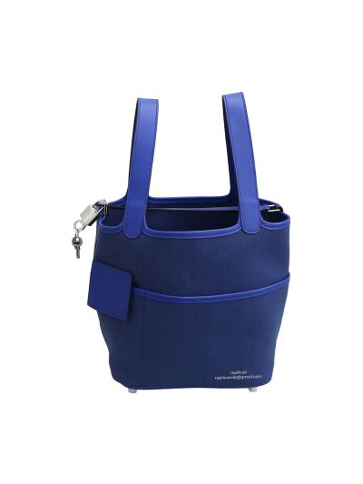 Hermes Picotin Bag Hermes Blue Canvas Picotin Bucket Bags 22CM 522769