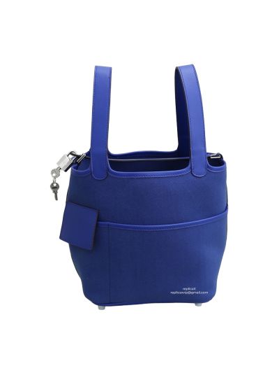 Hermes Picotin Bag Hermes Blue Canvas Picotin Bucket Bags 22CM 522771