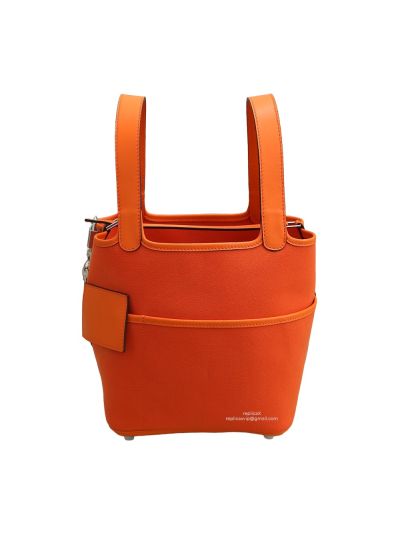 Hermes Picotin Bag Hermes Orange Canvas Picotin Bucket Bags 22CM 522770