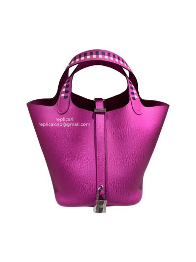 Hermes Picotin Clemence Leather Bucket Bag 18CM 521345