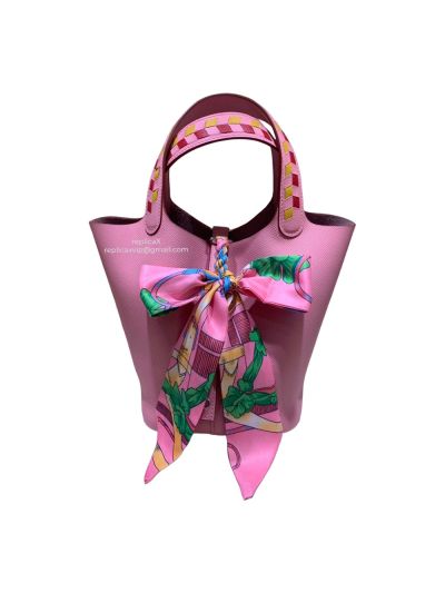 Hermes Picotin Clemence Leather Bucket Bag 18CM 521347