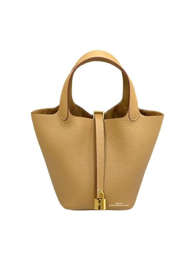 Hermes Picotin Lock 18 Brown Calf Leather Bucket Bag 18x19x13CM 523648