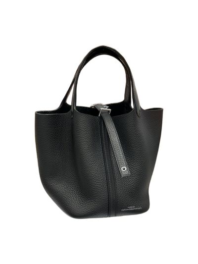 Hermes Picotin Lock 18 Bucket Bag Black Crocodile Leather and Grained Calfskin 18x19x13CM 523647