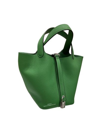 Hermes Picotin Lock 18 Bucket Bag Green Grained Calfskin 18x19x13CM 523654