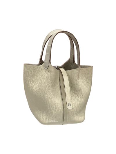 Hermes Picotin Lock 18 Bucket Bag Off White Crocodile Leather and Grained Calfskin 18x19x13CM 523657
