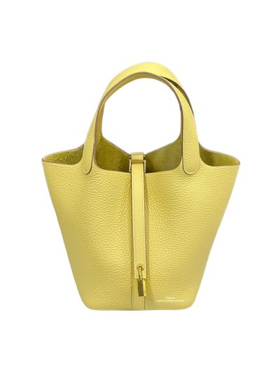 Hermes Picotin Lock 18 Yellow Calf Leather Bucket Bag 18x19x13CM 523665