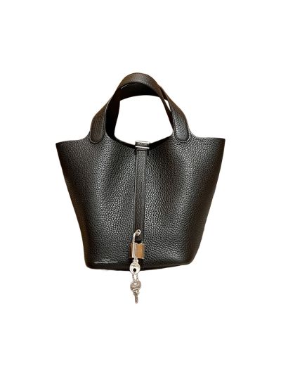 Hermes Picotin Lock Togo Bucket Bag Black 18CM 523607