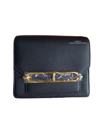 Hermes Roulis Bag Hermes VIP Roulis Shoulder Bag Black Evercolor Leather 19CM 23CM 522803