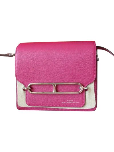 Hermes Roulis Bag Hermes VIP Roulis Shoulder Bag Fuchsia Pink Evercolor Leather 19CM 23CM 522806