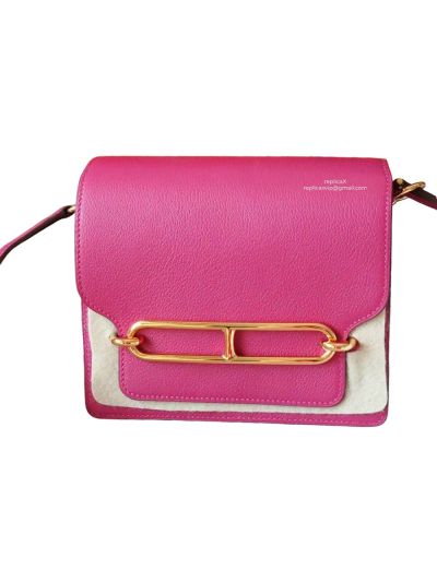Hermes Roulis Bag Hermes VIP Roulis Shoulder Bag Fuchsia Pink Evercolor Leather 19CM 23CM 522807