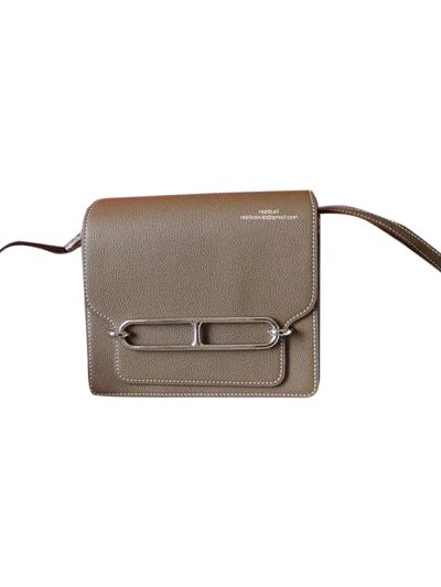 Hermes Roulis Bag Hermes VIP Roulis Shoulder Bag Gray Evercolor Leather 19CM 23CM 522823