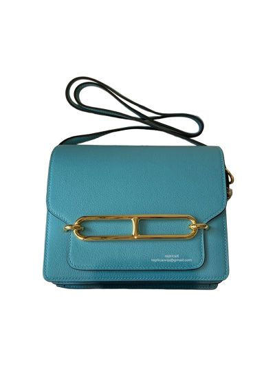 Hermes Roulis Bag Hermes VIP Roulis Shoulder Bag Light Blue Evercolor Leather 19CM 23CM 522783
